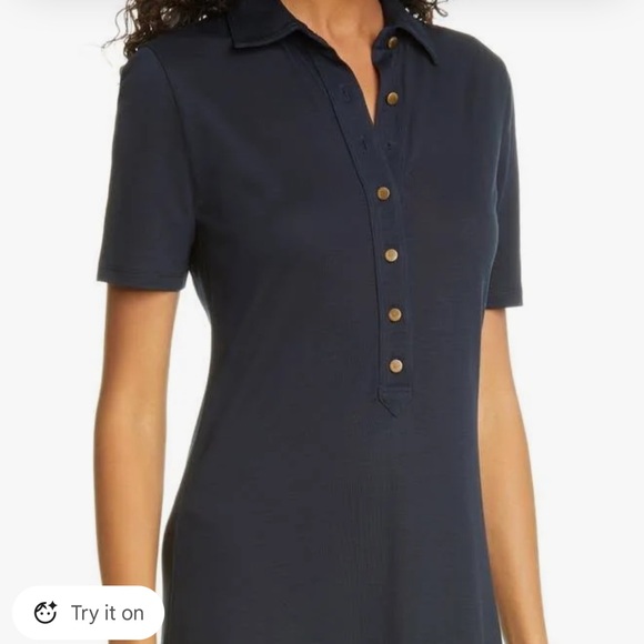 Rag & Bone Navy Rower polo Midi Dress size large - Picture 14 of 14